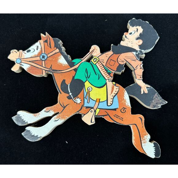 Vintage 1958 The Dolly Toy Co. Cowboy Stagecoach Nursery wall plaque 2 piece - Picture 3 of 8